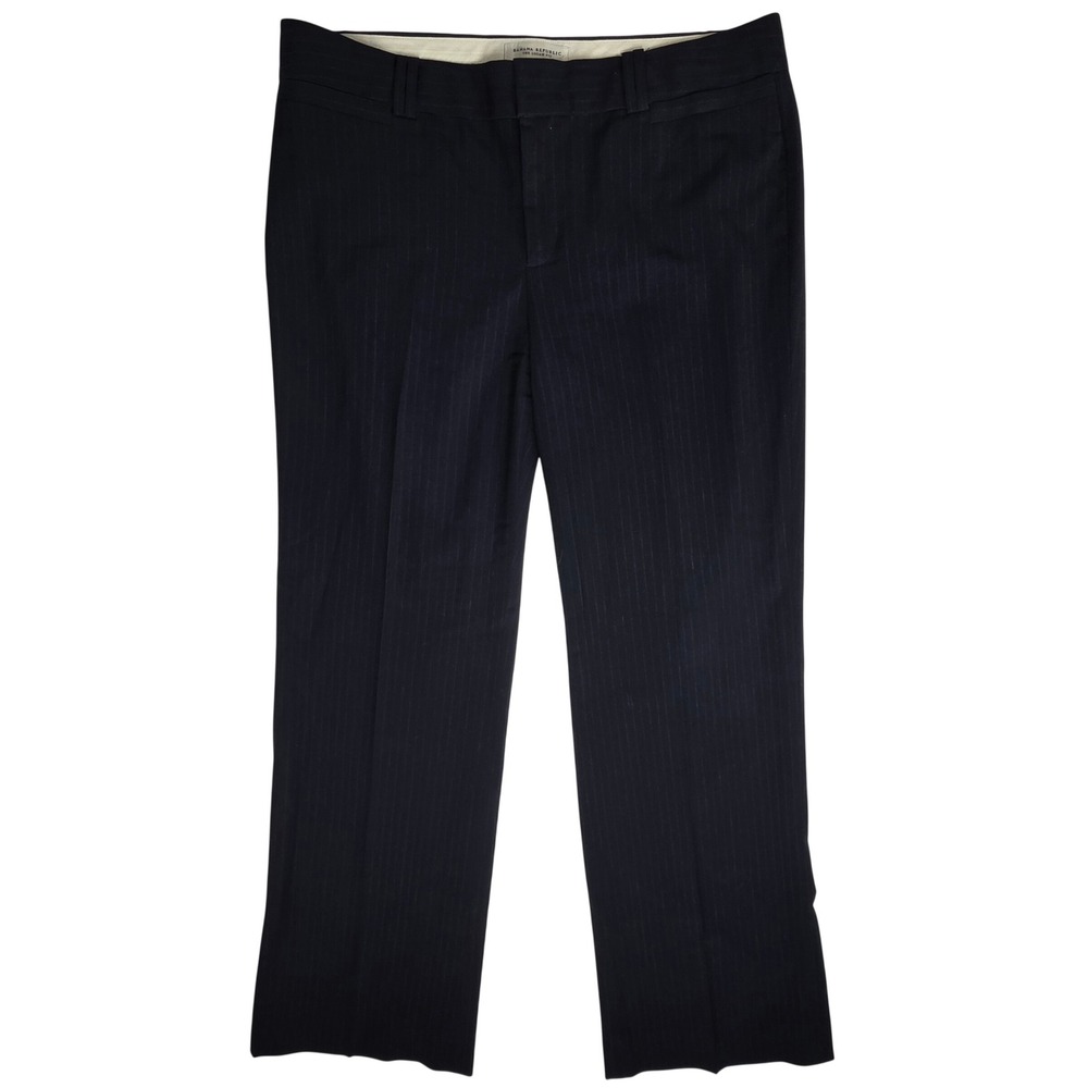 Banana Republic Logan Fit Navy Pinstripe Wool Blend Dress Pants Womens 12